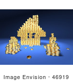 #46919 Royalty-Free (Rf) Illustration Of A 3d House Made Of Golden Coin Stacks - Version 4