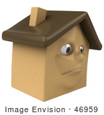 #46959 Royalty-Free (Rf) Illustration Of A 3d Brown Clay House Mascot Pouting