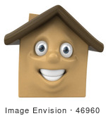 #46960 Royalty-Free (Rf) Illustration Of A 3d Brown Clay House Mascot Smiling - Version 1