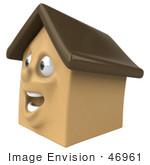 #46961 Royalty-Free (Rf) Illustration Of A 3d Brown Clay House Mascot Facing Left