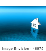 #46975 Royalty-Free (Rf) Illustration Of A 3d White House On A Textured Blue Background - Version 2