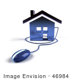 #46984 Royalty-Free (Rf) Illustration Of A 3d House Icon With A Computer Mouse - Version 4
