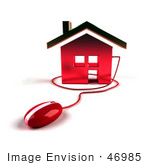 #46985 Royalty-Free (Rf) Illustration Of A 3d House Icon With A Computer Mouse - Version 5