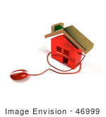 #46999 Royalty-Free (Rf) Illustration Of A 3d House Icon With A Computer Mouse - Version 7