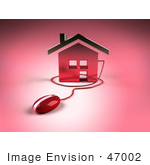 #47002 Royalty-Free (Rf) Illustration Of A 3d House Icon With A Computer Mouse - Version 8