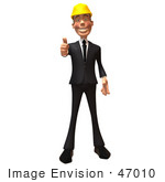 #47010 Royalty-Free (Rf) Illustration Of A 3d Contractor Mascot Giving The Thumbs Up - Version 1
