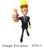 #47011 Royalty-Free (Rf) Illustration Of A 3d Contractor Mascot Giving The Thumbs Up - Version 3