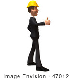 #47012 Royalty-Free (Rf) Illustration Of A 3d Contractor Mascot Giving The Thumbs Up - Version 2