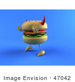 #47042 Royalty-Free (Rf) Illustration Of An Evil 3d Devil Cheeseburger Mascot - Version 4