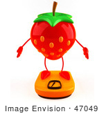 #47049 Royalty-Free (Rf) Illustration Of A 3d Strawberry Mascot Standing On A Scale - Version 1