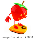 #47050 Royalty-Free (Rf) Illustration Of A 3d Strawberry Mascot Standing On A Scale - Version 2