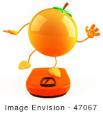 #47067 Royalty-Free (Rf) Illustration Of A 3d Naval Orange Mascot Standing On A Scale - Version 3