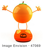 #47069 Royalty-Free (Rf) Illustration Of A 3d Naval Orange Mascot Standing On A Scale - Version 4