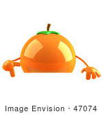 #47074 Royalty-Free (Rf) Illustration Of A 3d Naval Orange Mascot Pointing Down At And Standing Behind A Blank Sign