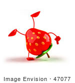 #47077 Royalty-Free (Rf) Illustration Of A 3d Strawberry Mascot Doing A Cartwheel - Version 1