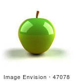 #47078 Royalty-Free (Rf) Illustration Of A 3d Green Apple With Light Shining Off Of The Skin - Version 1