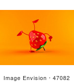 #47082 Royalty-Free (Rf) Illustration Of A 3d Strawberry Mascot Doing A Cartwheel - Version 2