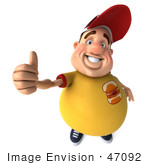 #47092 Royalty-Free (Rf) Illustration Of A 3d Fat Burger Boy Mascot Holding His Thumb Up - Version 1