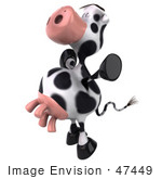 #47449 Royalty-Free (Rf) Illustration Of A 3d Dairy Cow Mascot Leaping