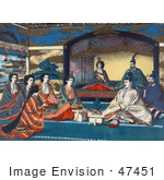 #47451 Royalty-Free Stock Illustration Of Meiji Emperor Of Japan And Imperial Family Members Attending The Wedding Of Crown Prince Yoshihito And Princess Kujo Sadako