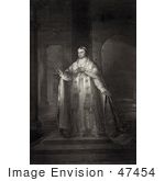 #47454 Royalty-Free Stock Illustration Of A Sepia Engraved Portrait Of Pope Blessed Pius Ix Standing And Posing