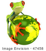 #47458 Royalty-Free (Rf) Illustration Of A 3d Green Tree Frog Embracing The Earth