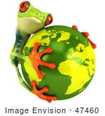 #47460 Royalty-Free (Rf) Illustration Of A 3d Tree Frog Hugging The Earth