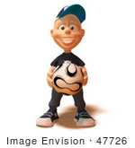 #47726 Royalty-Free (Rf) Illustration Of A 3d White Boy Holding A Soccer Ball