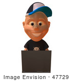 #47729 Royalty-Free (Rf) Illustration Of A 3d White Boy Using A Laptop - Version 1