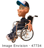 #47734 Royalty-Free (Rf) Illustration Of A 3d White Boy In A Wheelchair - Version 2