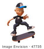 #47735 Royalty-Free (Rf) Illustration Of A 3d White Boy Skateboarding - Version 1