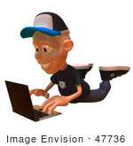 #47736 Royalty-Free (Rf) Illustration Of A 3d White Boy Using A Laptop - Version 2