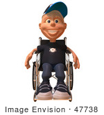 #47738 Royalty-Free (Rf) Illustration Of A 3d White Boy In A Wheelchair - Version 1