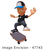 #47743 Royalty-Free (Rf) Illustration Of A 3d White Boy Skateboarding - Version 5