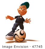 #47745 Royalty-Free (Rf) Illustration Of A 3d White Boy Playing Soccer - Version 3