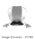 #47780 Royalty-Free (Rf) Illustration Of A 3d Chef Hat Mascot With A Mustache Standing Behind A Blank Sign