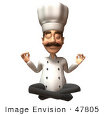 #47805 Royalty-Free (Rf) Illustration Of A 3d Gourmet Chef Mascot Meditating - Version 2