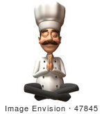 #47845 Royalty-Free (Rf) Illustration Of A 3d Gourmet Chef Mascot Meditating - Version 3