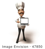 #47850 Royalty-Free (Rf) Illustration Of A 3d Gourmet Chef Mascot Holding A Laptop - Version 1
