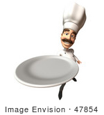 #47854 Royalty-Free (Rf) Illustration Of A 3d Gourmet Chef Mascot Holding A Plate - Version 4