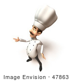 #47863 Royalty-Free (Rf) Illustration Of A 3d Gourmet Chef Mascot Pointing His Fingers Like A Gun - Version 1