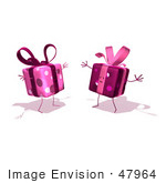 #47964 Royalty-Free (Rf) Illustration Of Two 3d Present Mascots Holding Their Arms Open - Version 4