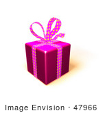 #47966 Royalty-Free (Rf) Illustration Of A Gift Wrapped In Purple Paper With A Polka Dot Bow And Ribbons - Version 3