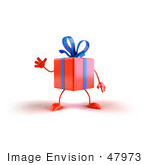 #47973 Royalty-Free (Rf) Illustration Of A 3d Orange Present Mascot Waving