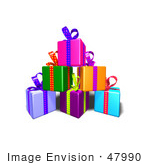 #47990 Royalty-Free (Rf) Illustration Of A Pile Of Colorful Gifts With Ribbons And Bows - Version 6