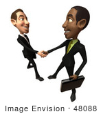 #48088 Royalty-Free (Rf) Illustration Of 3d White And Black Businessmen Shaking Hands - Version 3