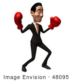 #48095 Royalty-Free (Rf) Illustration Of A 3d White Collar Businessman Mascot Boxing - Version 4