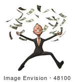 #48100 Royalty-Free (Rf) Illustration Of A 3d White Collar Businessman Mascot Throwing Money - Version 2