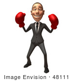 #48111 Royalty-Free (Rf) Illustration Of A 3d White Collar Businessman Mascot Boxing - Version 5