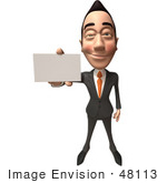 #48113 Royalty-Free (Rf) Illustration Of A 3d White Collar Businessman Mascot Holding Out A Business Card - Version 3